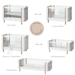 Oliver Furniture Wood Mini+ Cot Bed (0-9yrs) - White/Oak