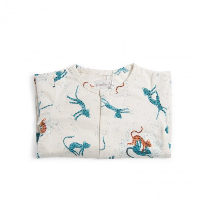 Organic Rompers & Hats Moulin Roty Playful Cheetah Romper 4 Organic Rompers & Hats Moulin Roty Playful Cheetah Romper