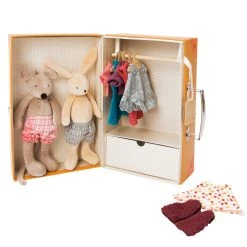 Moulin Roty La Grande Famille - Little Wardrobe Suitcase Set Doll Play