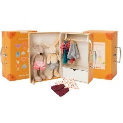 Moulin Roty La Grande Famille - Little Wardrobe Suitcase Set Doll Play