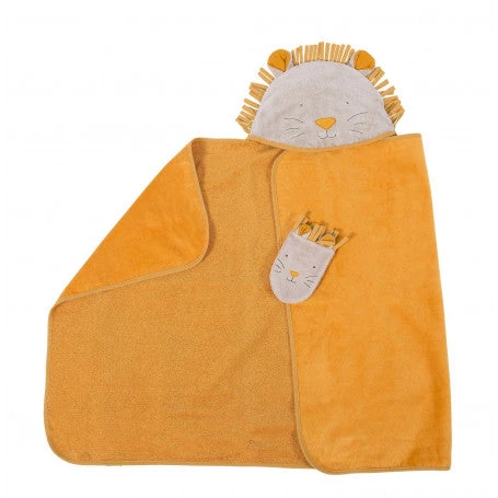 Baby Bathtime Moulin Roty Hooded Lion Baby Towel & Wash Mitt Set 5 Baby Bathtime Moulin Roty Hooded Lion Baby Towel & Wash Mitt Set