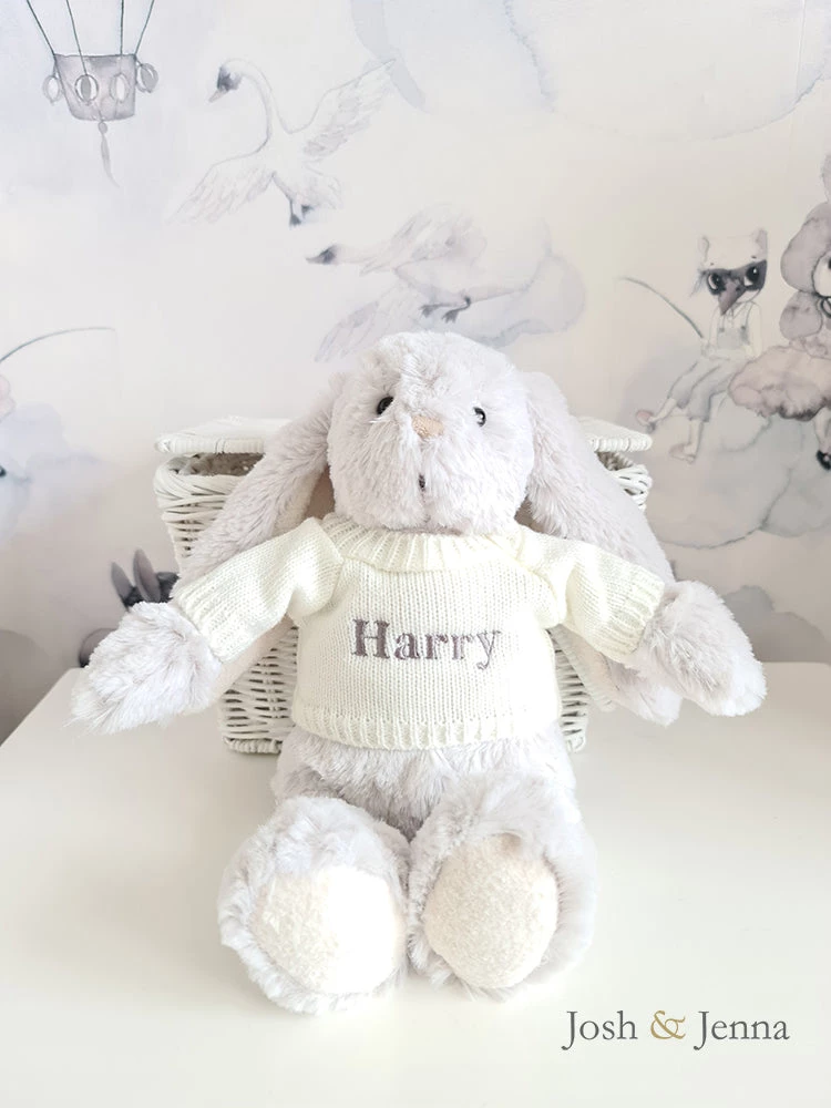 Moulin Roty Personalised Soft Bunny - Grey 5 Moulin Roty Personalised Soft Bunny - Grey