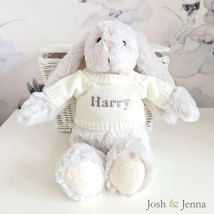 Moulin Roty Personalised Soft Bunny - Grey 3 Moulin Roty Personalised Soft Bunny - Grey