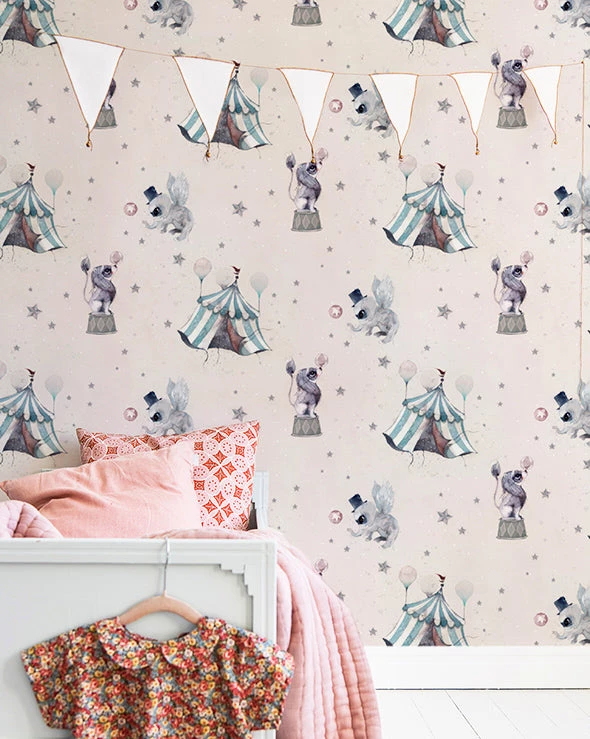 Kids Wallpaper Mrs Mighetto Wallpaper - Powder Pink Circus 5 Kids Wallpaper Mrs Mighetto Wallpaper - Powder Pink Circus