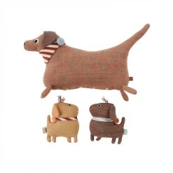 OYOY Hunsi Dog With Puppies Coco & Max Cushions