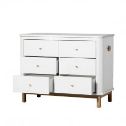 Josh & Jenna Oliver Furniture Nursery 6 Drawer Dresser (with Changer Top) - White/Oak
