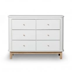 Josh & Jenna Oliver Furniture Nursery 6 Drawer Dresser (with Changer Top) - White/Oak
