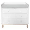 Josh & Jenna Oliver Furniture Nursery 6 Drawer Dresser (with Changer Top) - White/Oak 1 Josh & Jenna Oliver Furniture Nursery 6 Drawer Dresser (with Changer Top) - White/Oak
