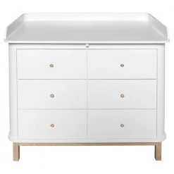 Josh & Jenna Oliver Furniture Nursery 6 Drawer Dresser (with Changer Top) - White/Oak