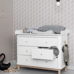 Josh & Jenna Oliver Furniture Nursery 6 Drawer Dresser (with Changer Top) - White/Oak