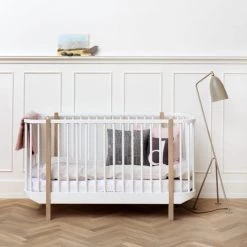 Oliver Furniture Wood Cot - White/Oak Cots & Cribs