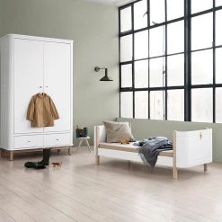 Oliver Furniture Wood Mini+ Cot Bed (0-9yrs) - White/Oak