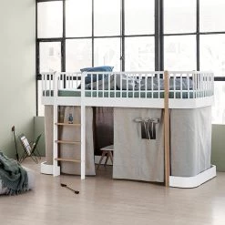 Oliver Furniture Wood Low Loft Bed - White/Oak Kids Beds
