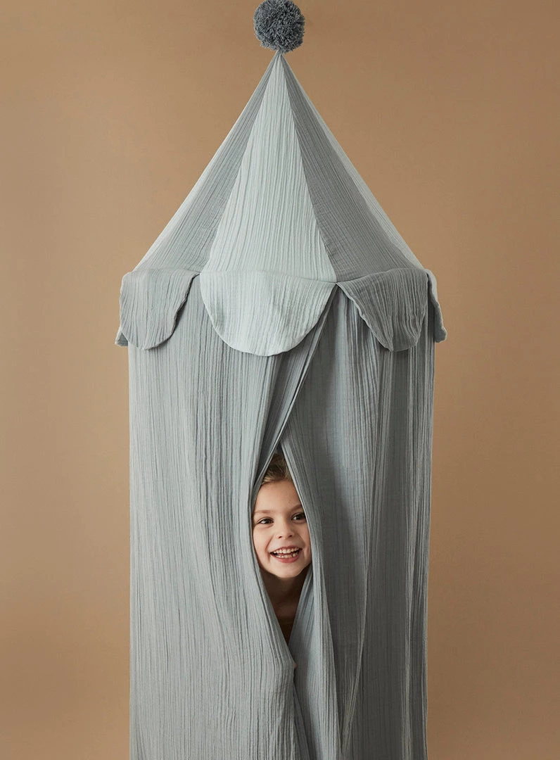 Canopies & Teepees OYOY Ronja Organic Cotton Canopy - Blue 4 Canopies & Teepees OYOY Ronja Organic Cotton Canopy - Blue