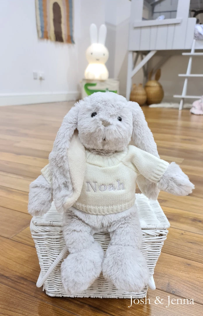 Moulin Roty Personalised Soft Bunny - Grey 6 Moulin Roty Personalised Soft Bunny - Grey