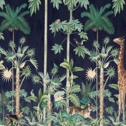 REBEL WALLS Kids Wallpaper Kids Custom Wall Mural - Giraffe Stroll Nightfall