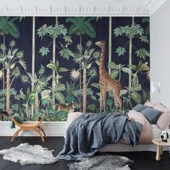 REBEL WALLS Kids Wallpaper Kids Custom Wall Mural - Giraffe Stroll Nightfall