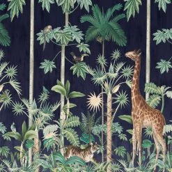 REBEL WALLS Kids Wallpaper Kids Custom Wall Mural - Giraffe Stroll Nightfall