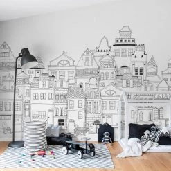 REBEL WALLS Kids Wallpaper Kids Custom Wall Mural - London Houses