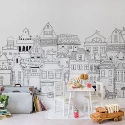 REBEL WALLS Kids Wallpaper Kids Custom Wall Mural - London Houses