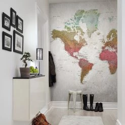 REBEL WALLS Kids Custom Wall Mural - School Atlas Rainbow Kids Wallpaper