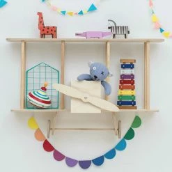 Up Warsaw Airplane Wooden Shelf - Natural Shelving