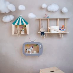 Up Warsaw Airplane Wooden Shelf - White