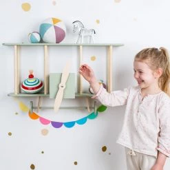 UP WARSAW Warsaw Airplane Wooden Shelf - Sage Green Shelving