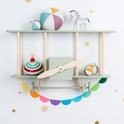 UP WARSAW Warsaw Airplane Wooden Shelf - Sage Green Shelving