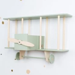 UP WARSAW Warsaw Airplane Wooden Shelf - Sage Green Shelving