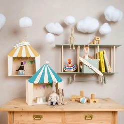 UP WARSAW Warsaw Airplane Wooden Shelf - Sage Green Shelving