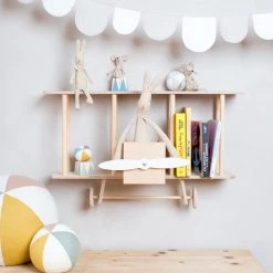 Up Warsaw Airplane Wooden Shelf - Natural Shelving