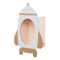 Shelving Up Warsaw Space Rocket Wooden Shelf - White/Gold