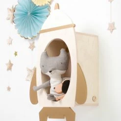 Shelving Up Warsaw Space Rocket Wooden Shelf - White/Gold