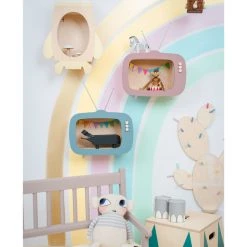 Shelving Up Warsaw Kids TV Wooden Shelf - Dusty Pink