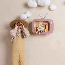 Shelving Up Warsaw Kids TV Wooden Shelf - Dusty Pink