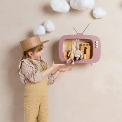 Shelving Up Warsaw Kids TV Wooden Shelf - Dusty Pink