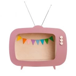 Shelving Up Warsaw Kids TV Wooden Shelf - Dusty Pink