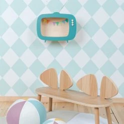 Up Warsaw Kids TV Wooden Shelf - Ocean Green