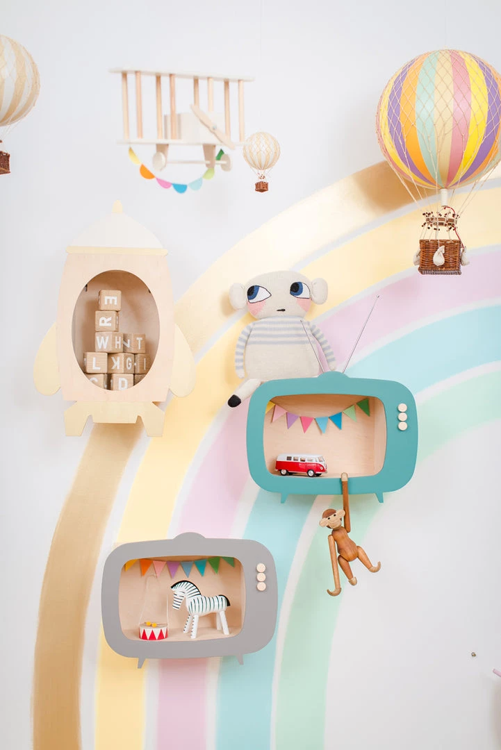 Shelving Up Warsaw Kids TV Wooden Shelf - Dusty Grey 5 Shelving Up Warsaw Kids TV Wooden Shelf - Dusty Grey