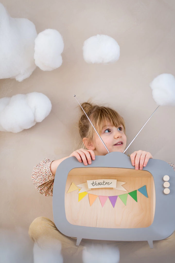 Shelving Up Warsaw Kids TV Wooden Shelf - Dusty Grey 7 Shelving Up Warsaw Kids TV Wooden Shelf - Dusty Grey