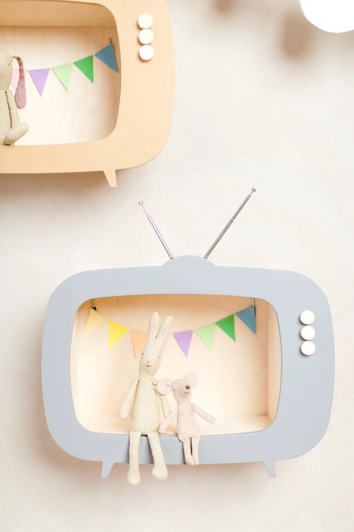 Shelving Up Warsaw Kids TV Wooden Shelf - Dusty Grey 6 Shelving Up Warsaw Kids TV Wooden Shelf - Dusty Grey