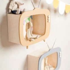 Shelving Up Warsaw Kids TV Wooden Shelf - Caramel