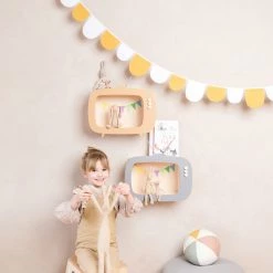 Shelving Up Warsaw Kids TV Wooden Shelf - Caramel