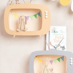 Shelving Up Warsaw Kids TV Wooden Shelf - Caramel