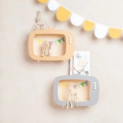 Shelving Up Warsaw Kids TV Wooden Shelf - Caramel