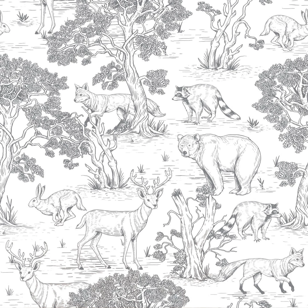 Dekornik Kids Wallpaper Woodland Animals - White Wallpaper 3 Dekornik Kids Wallpaper Woodland Animals - White Wallpaper