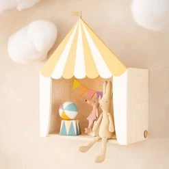 Shelving Up Warsaw Circus Wooden Shelf - Mustard/White