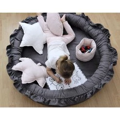 Playnests & Playmats Cotton & Sweets Linen Junior Nest - Graphite